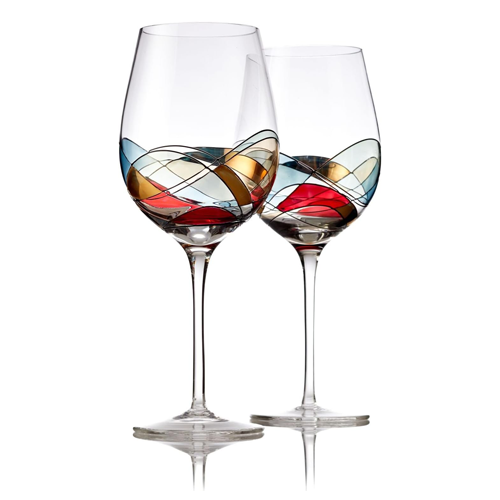 Set of 2 Hand Painted Wine Glasses Gift Idea for her